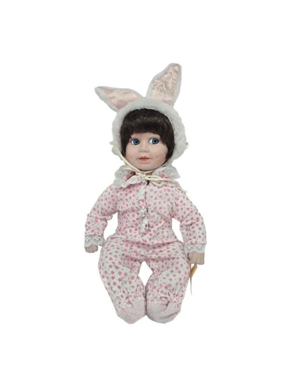 Honey Bunny Porcelain Doll in Pink Bunny Outfit